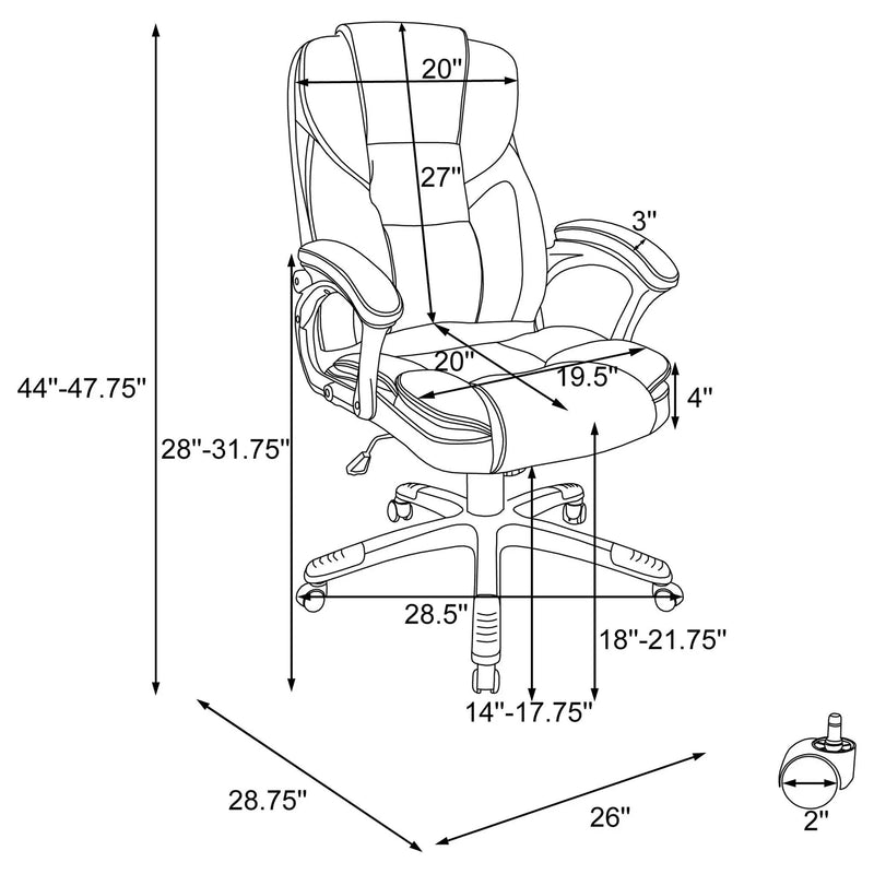 Kaffir - Upholstered Adjustable Home Office Desk Chair With Ergonomic Support And Smooth Swivel - White by HouseOfZazla