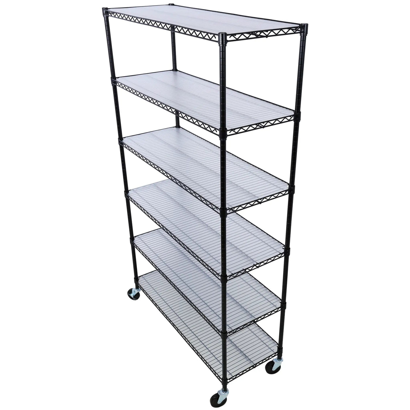 6 Tier 6000Lbs Capacity Nsf Metal Shelf Wire Shelving Unit, Heavy Duty Adjustable Storage Rack With Wheels & Shelf Liners For Commercial Grade Utility Steel Storage Rack by Unique Piece Furniture