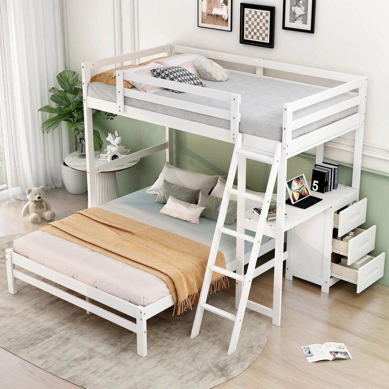 Bunk Bed With Built In Desk And 3 Drawers by Unique Piece Furniture