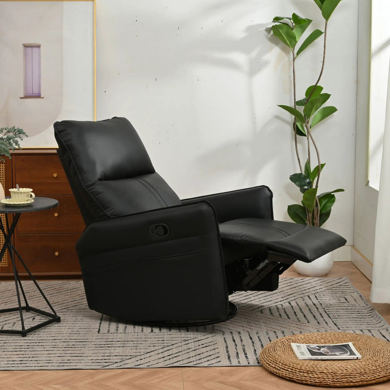 360° Modern Small Rocking Swivel Recliner Chair With Side Pocket by Unique Piece Furniture