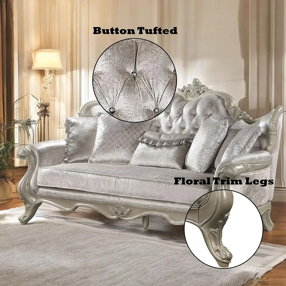 Libertee - Sofa With 5 Pillows - Beige Fabric & Champagne by Unique Piece Furniture