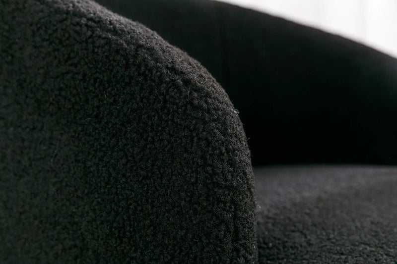 Teddy Fabric Swivel Accent Armchair Barrel Chair With Powder Coating Metal Ring by Unique Piece Furniture