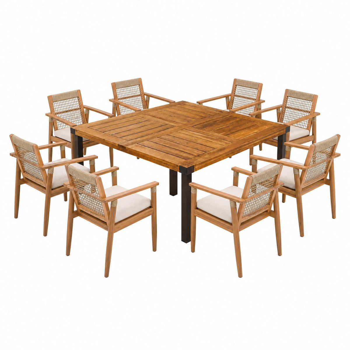 9-Piece Acacia Wood Outdoor Dining Set by HouseOfZazla