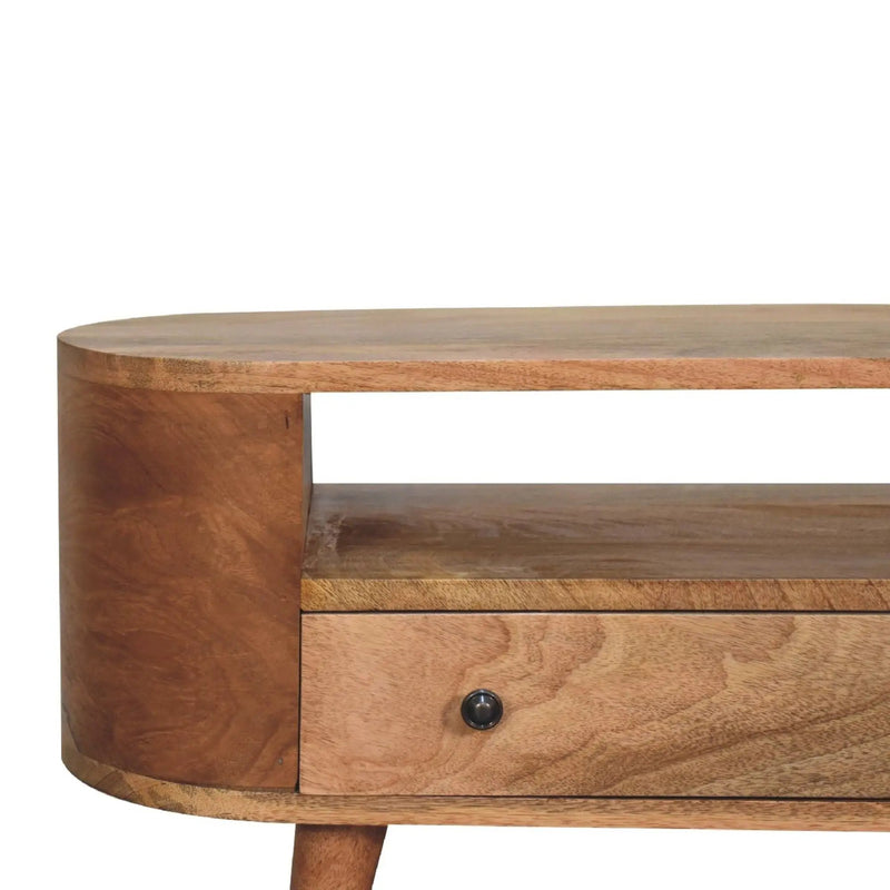Modern Mini Rounded Entertainment Unit - Oak by Unique Piece Furniture