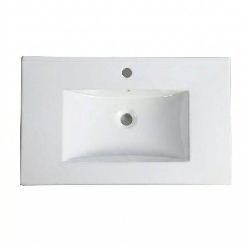 30Inch x 18.5Inch Ceramic Bathroom Vanity Sink Top with Single Hole by HouseOfZazla
