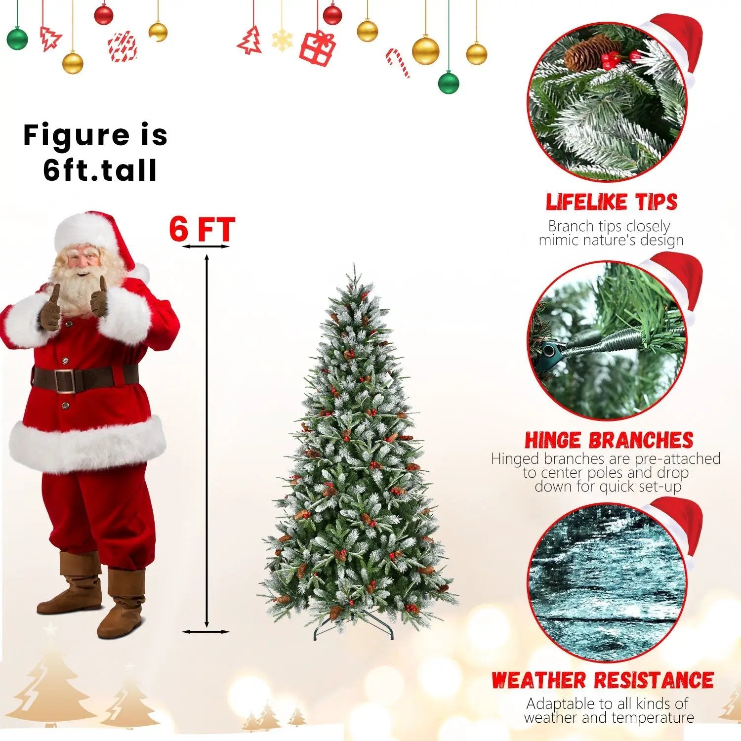 7.5-Foot Snow-Tipped Woodland Christmas Tree by HouseOfZazla