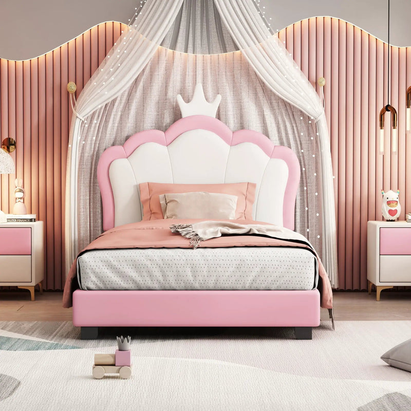 Upholstered Princess Platform Bed With Crown Headboard by HouseOfZazla