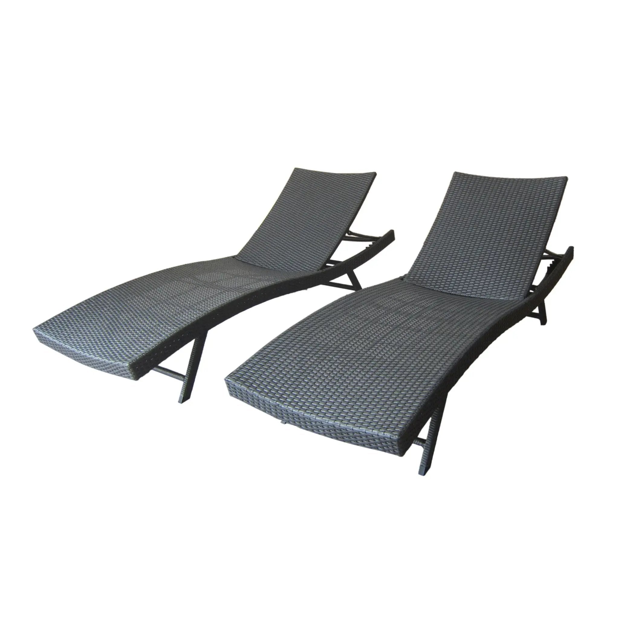 Wicker Chaise With Adjustable Reclining Seats (Set of 2) - Gray by HouseOfZazla