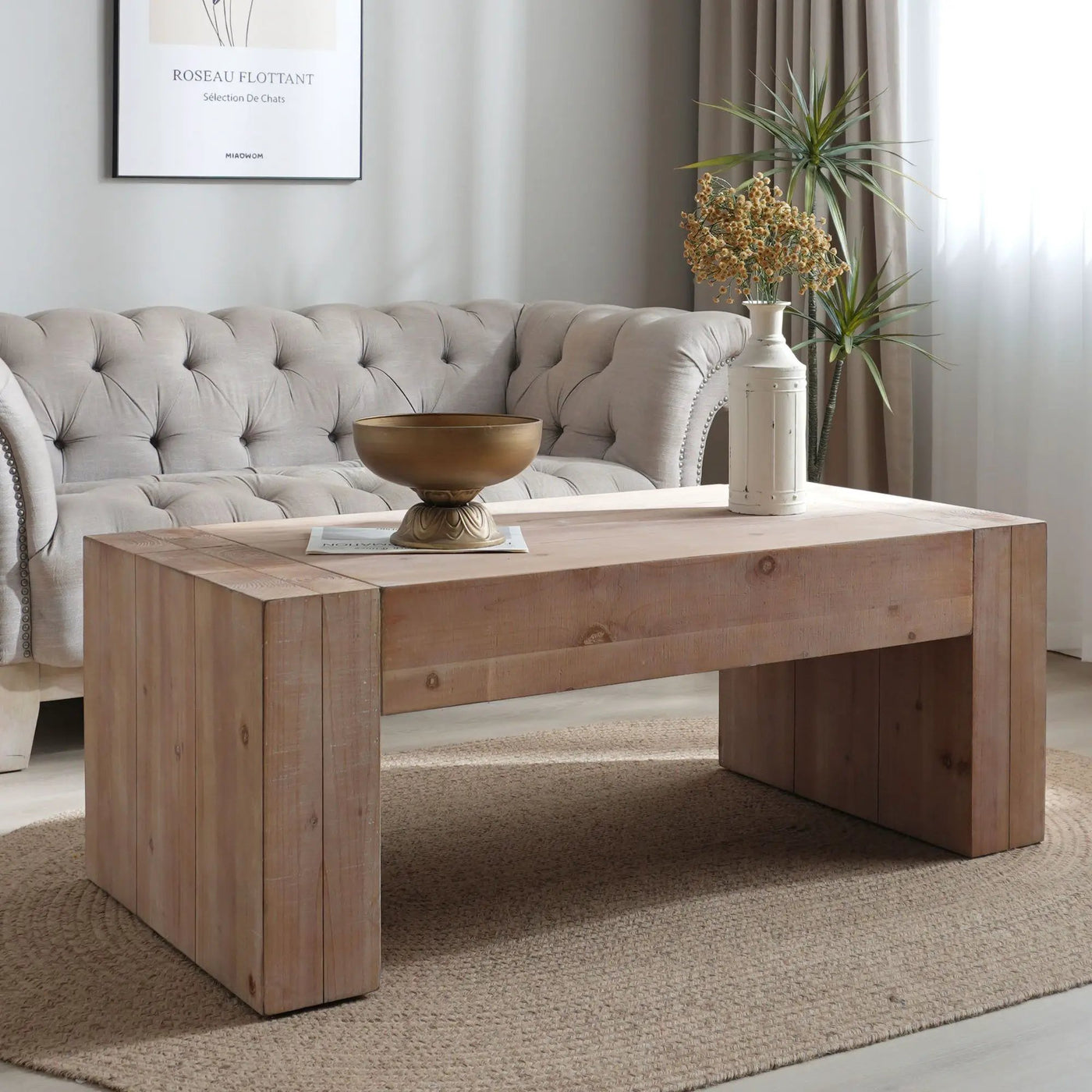 Modern Farmhouse Living Room Block Leg Coffee Table by HouseOfZazla