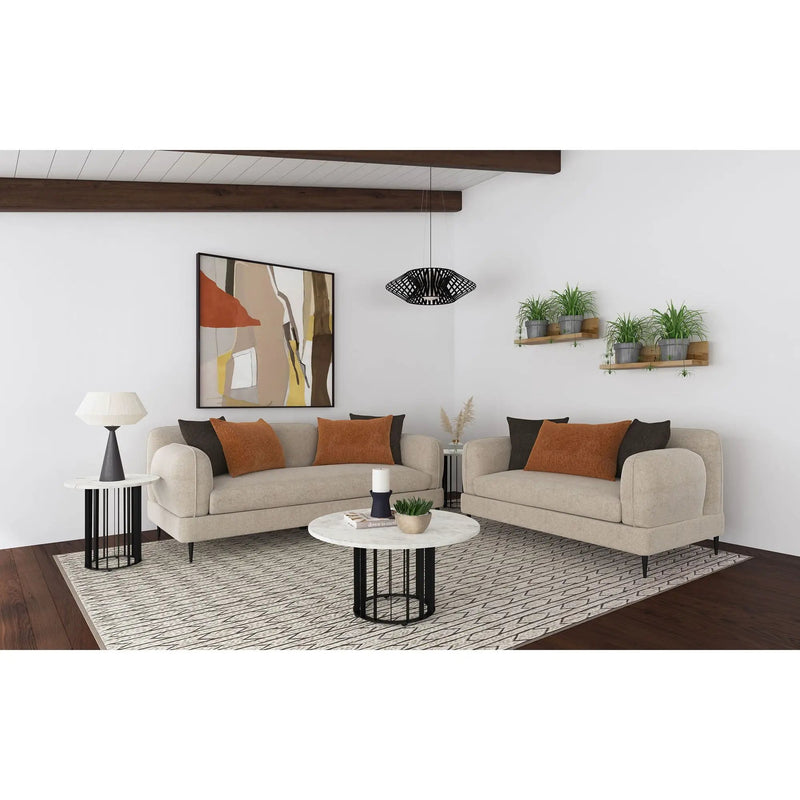Repley - Upholstered Sculpted Track Arm Loveseat - Beige by HouseOfZazla