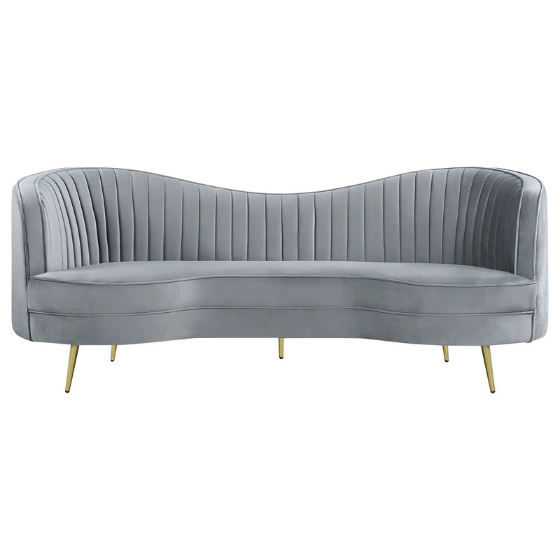Sophia 2-piece Upholstered Channel Tufted Sofa Set Grey by Unique Piece Furniture