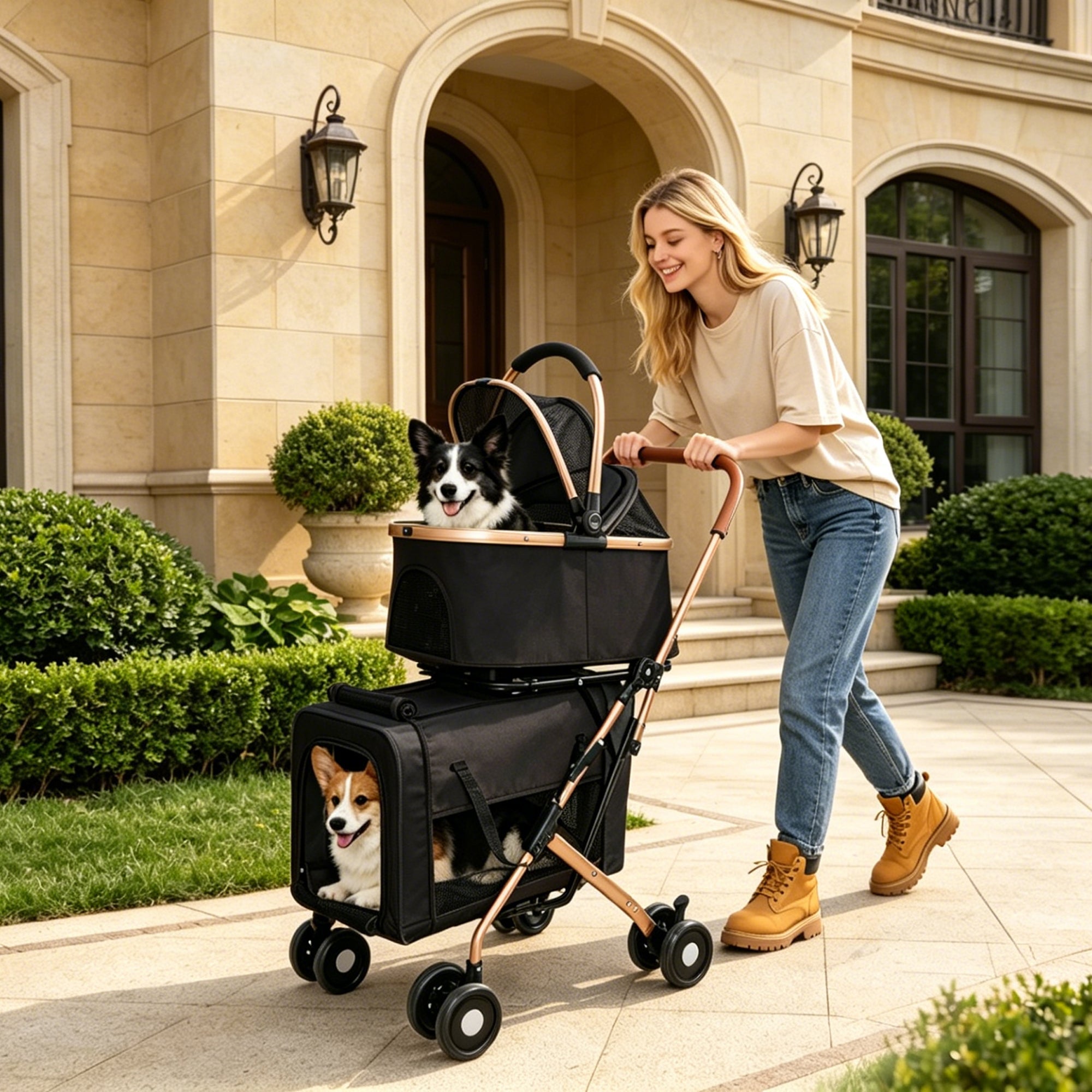 Double Pet Stroller for Small and Medium Dogs and Cats by HouseOfZazla