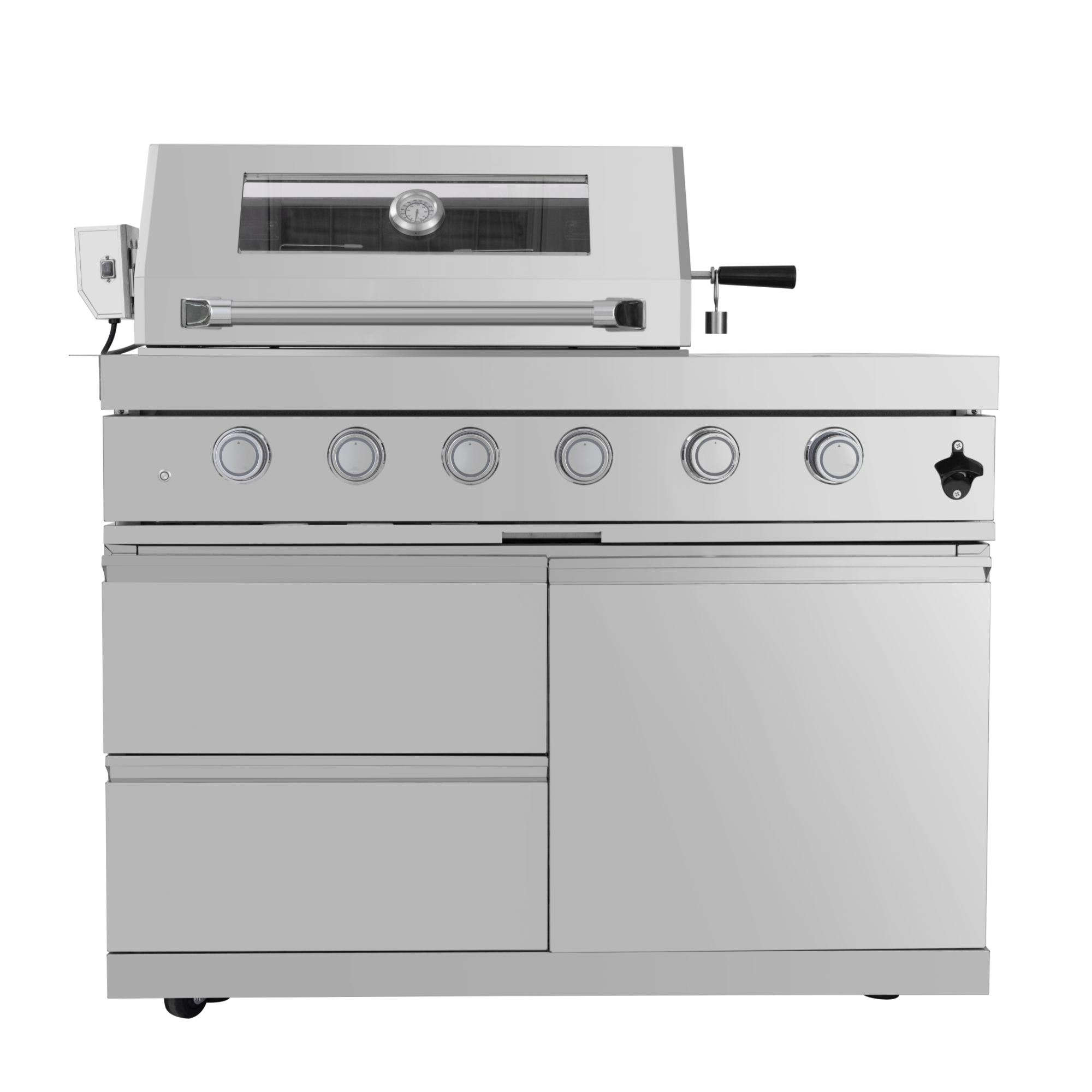 104" 4-Burner 72,000 BTU Silver Outdoor Kitchen Island Grill with Storage Cabinets & Drawers by Chery Industrial