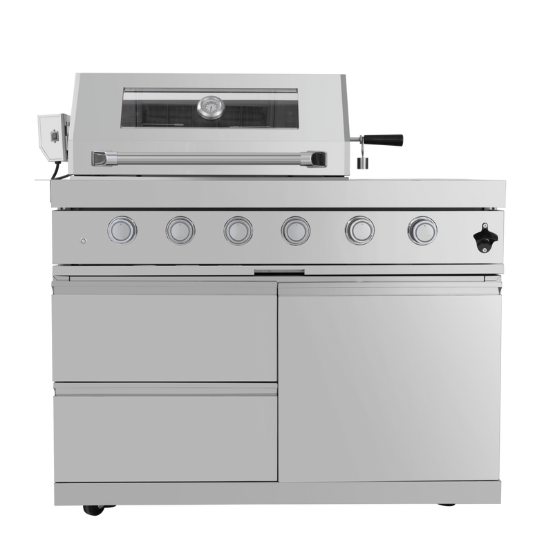 104" 4-Burner 72,000 BTU Silver Outdoor Kitchen Island Grill with Storage Cabinets & Drawers by Chery Industrial