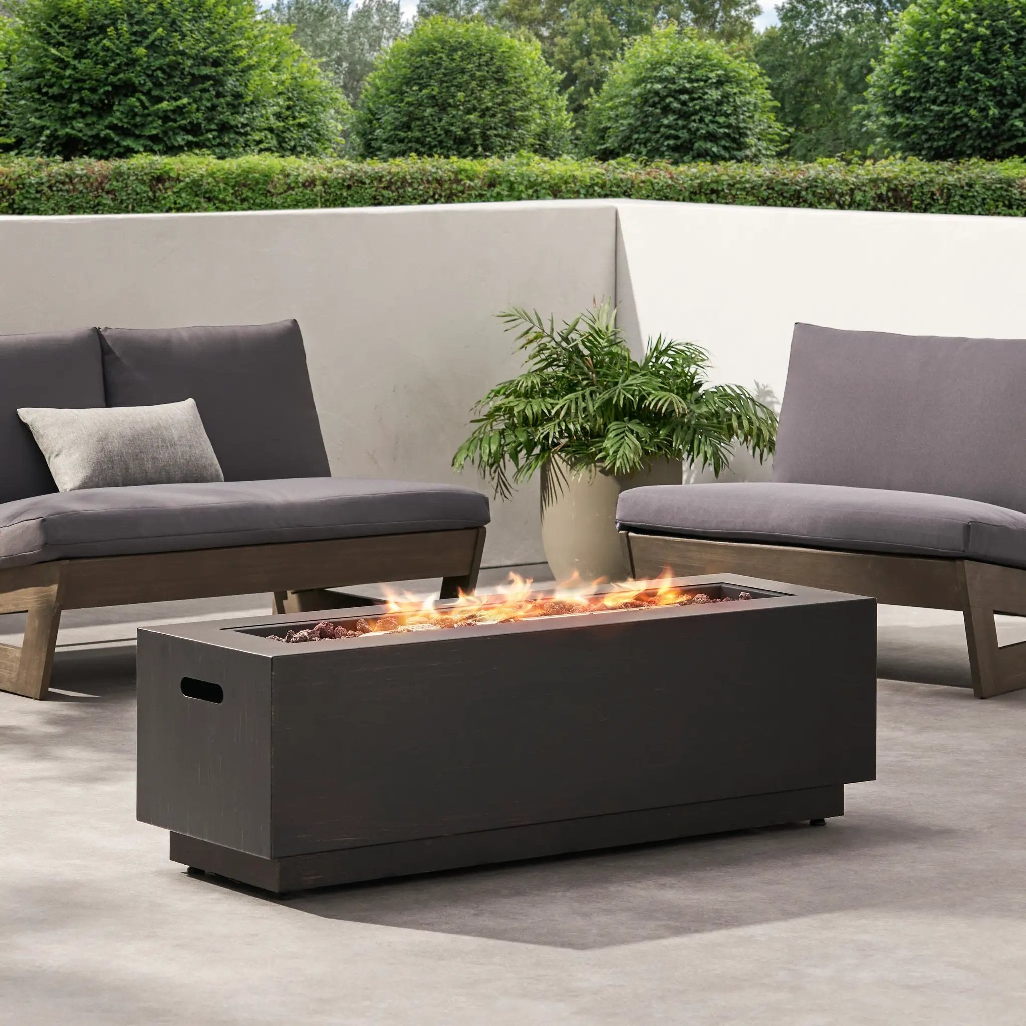 RECTANGULAT IRON FIRE PIT-50 000BTU WITH TANK HOLDER by HouseOfZazla