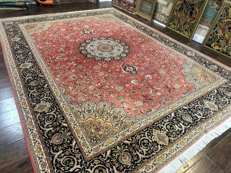 Persian Tabriz Rug 10x13 – Floral Medallion & Birds, Wool & Silk, 330 KPSI by Jewel Rugs