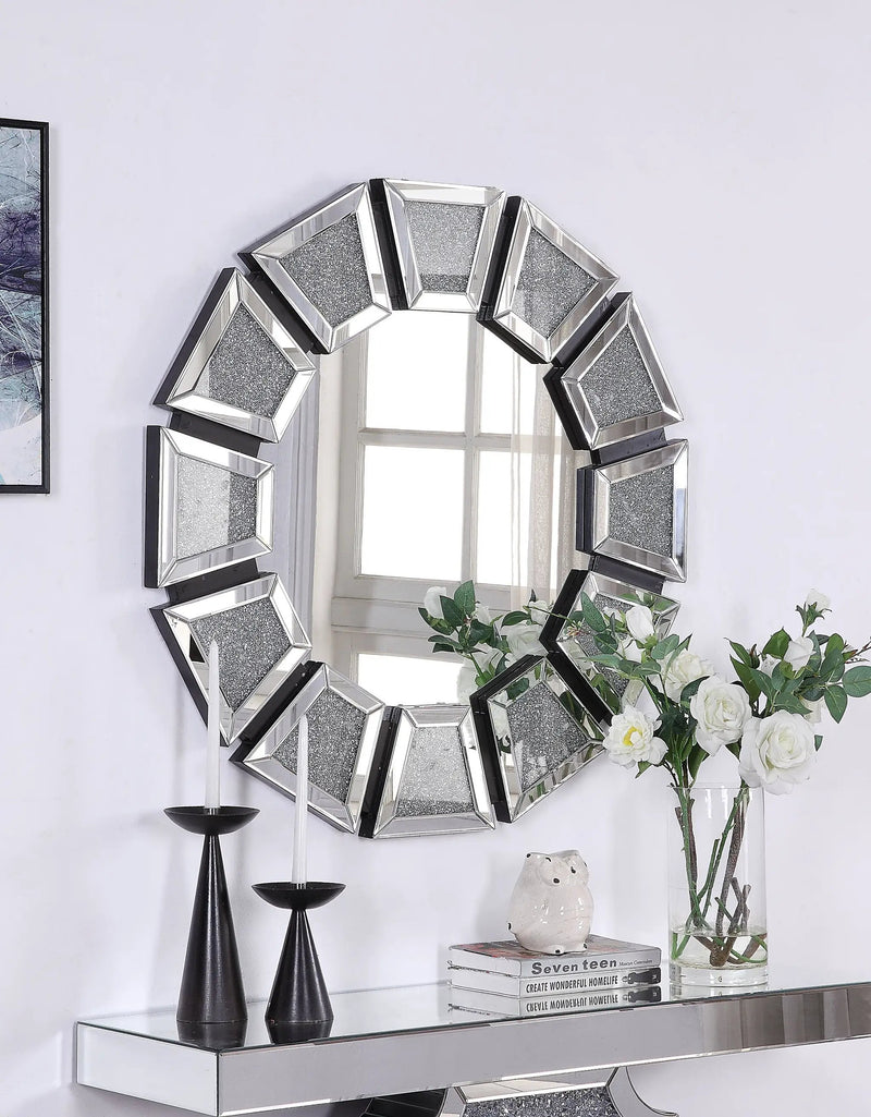 Noralie Mirrored Faux Diamonds Accent Mirror by HouseOfZazla