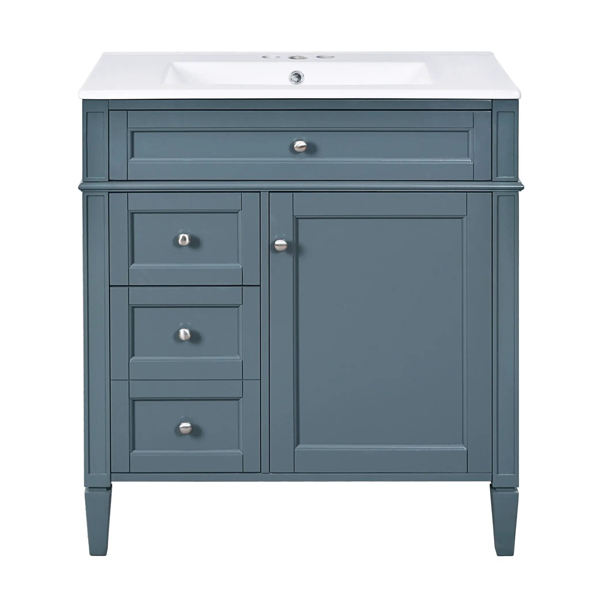 Bathroom Vanity With Top Sink, Storage Cabinet - Blue by HouseOfZazla