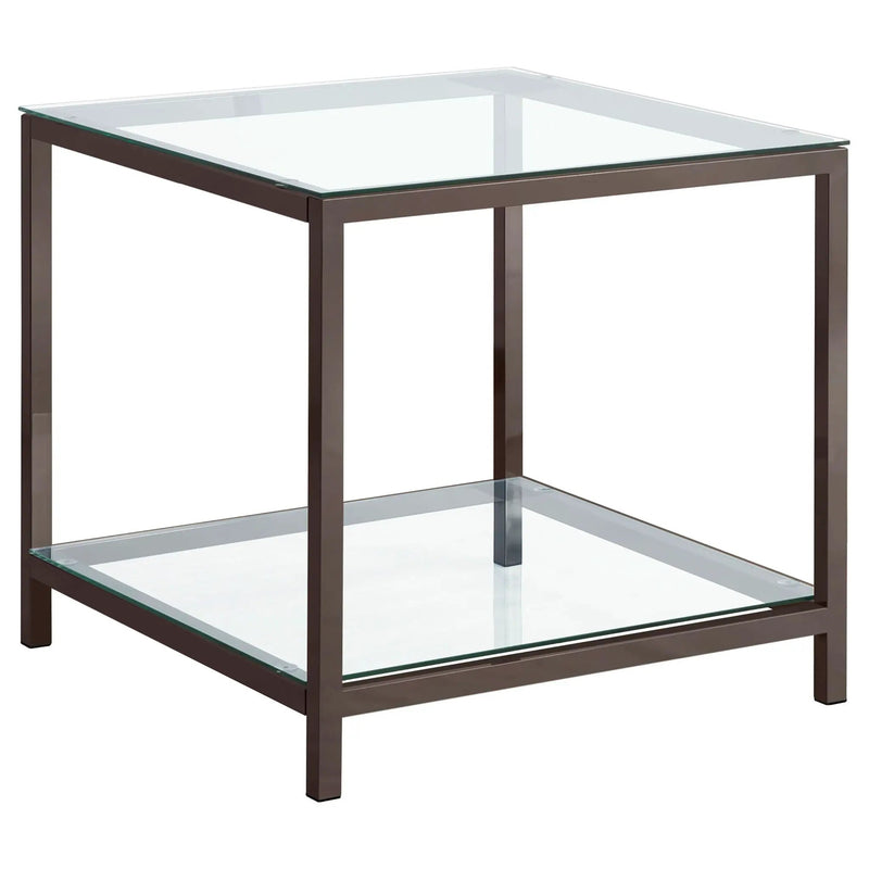 Trini 1-shelf Glass Top Side End Table Black Nickel by Unique Piece Furniture