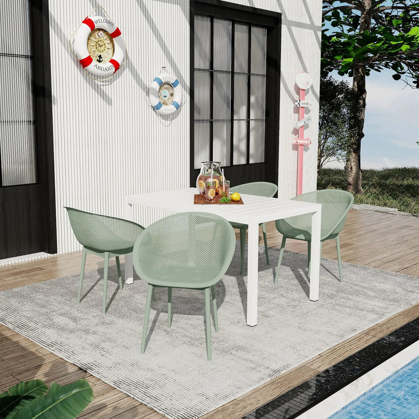 4 Pack Lounge Chair Set With Long Table by Unique Piece Furniture