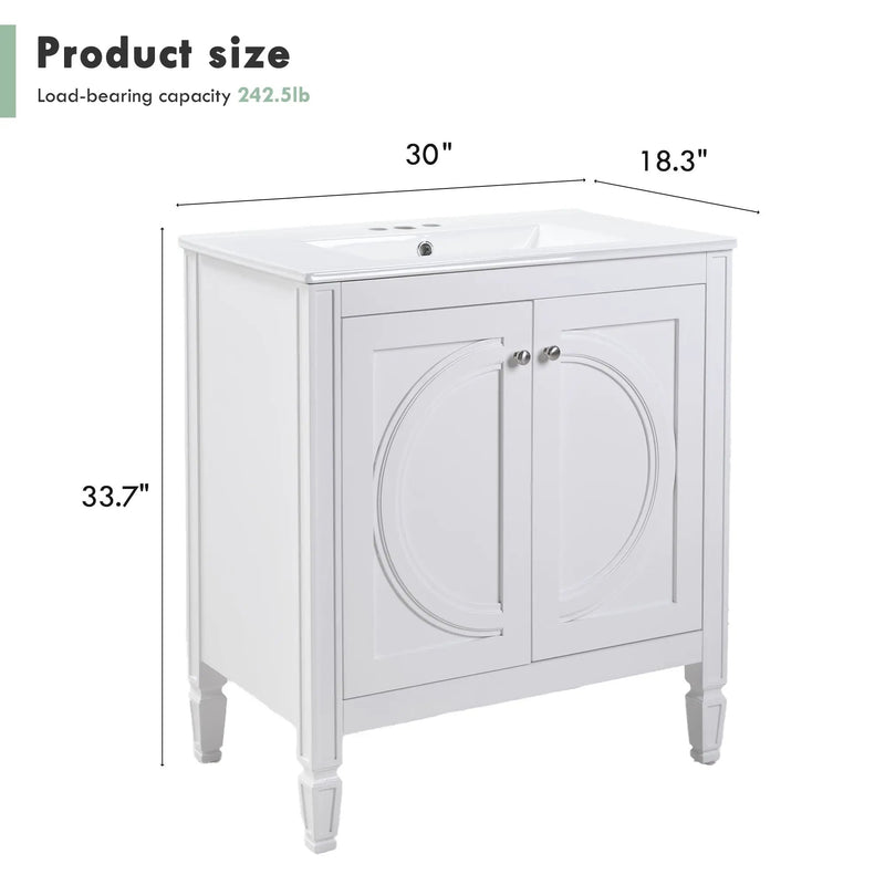 30" No Assembly Needed Vintage Bathroom Vanity by HouseOfZazla