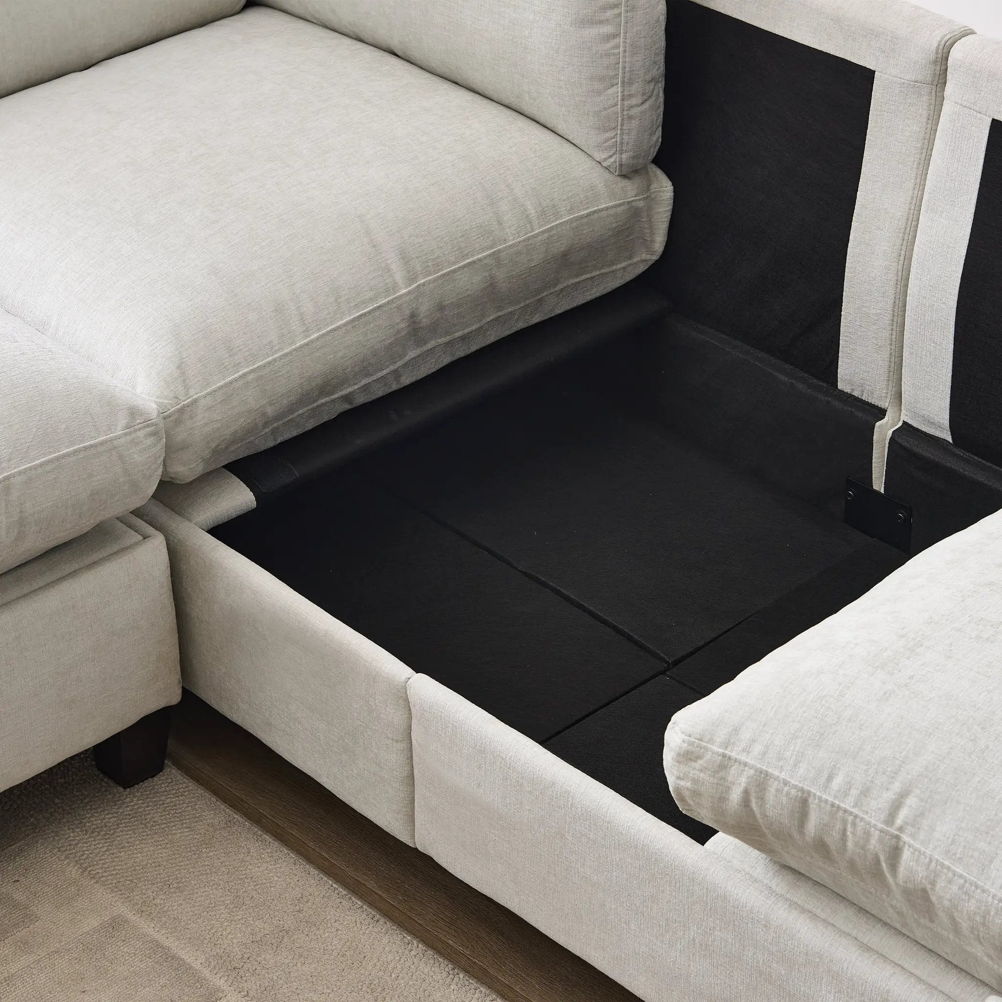96.5" Sectional Couch for Living Room, Upholstered Soft Chenille Fabric Sofa by HouseOfZazla