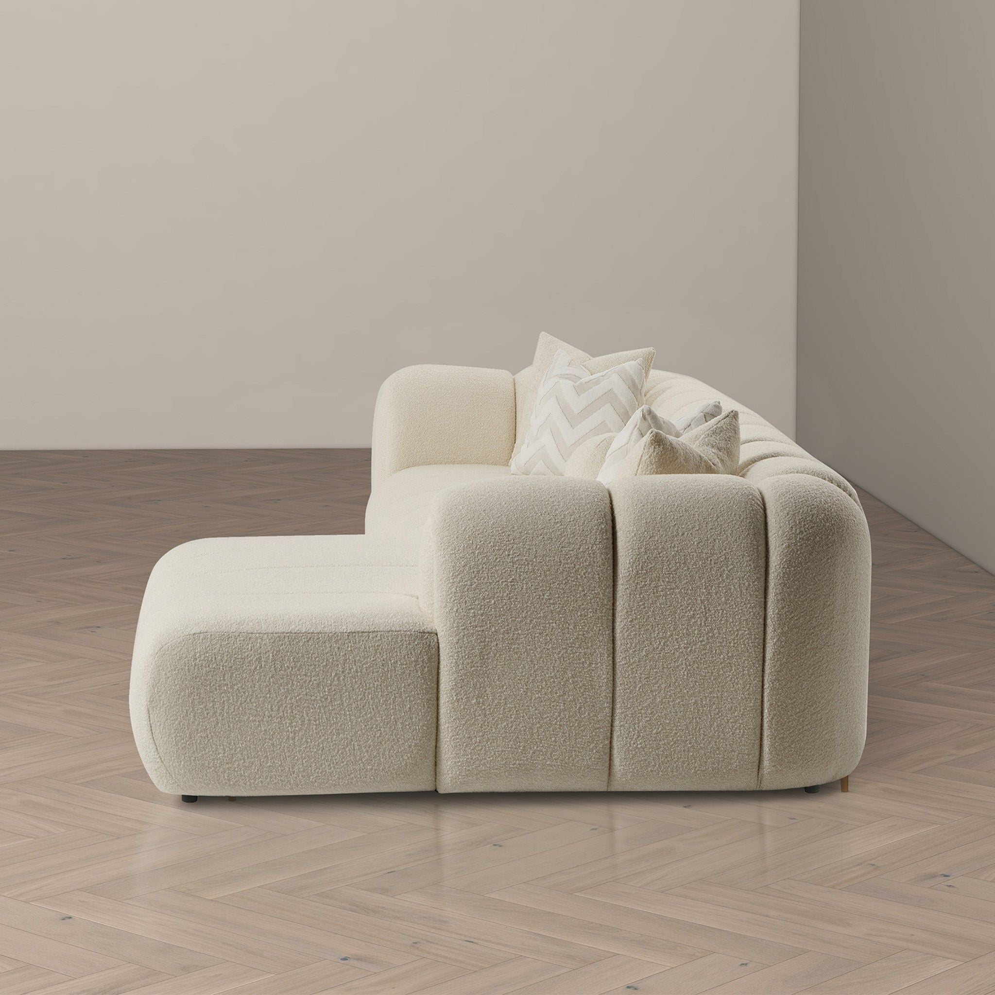 Beatrice - Modern Tufted Right Sectional Sofa - Ivory by HouseOfZazla