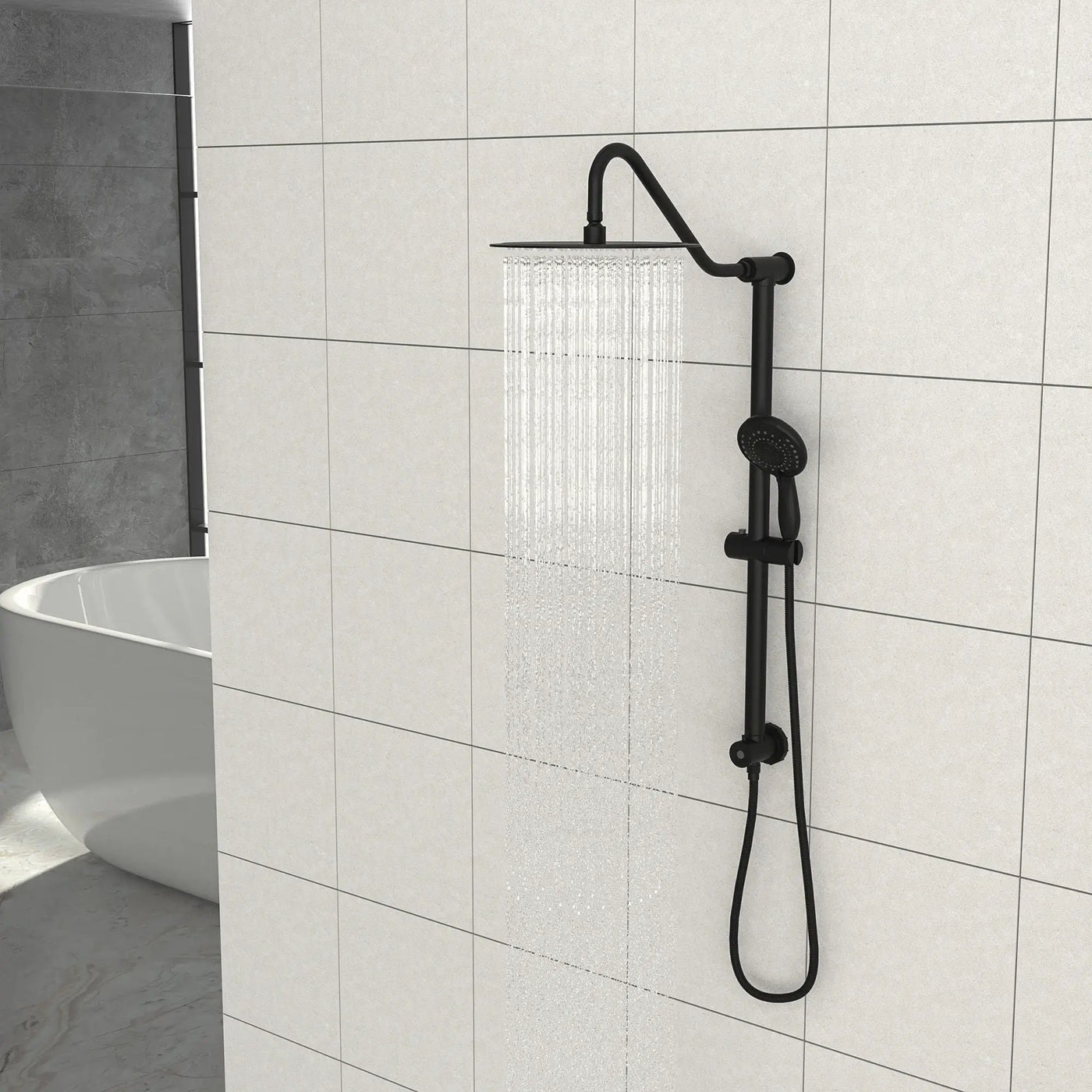 Shower System With 5 Function Rain Hand Shower And Slide Bar Combo by HouseOfZazla