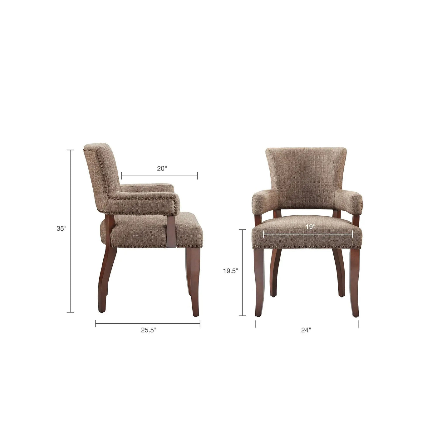 Elegant Arm Dining Chair With Brass Nail Head Detailing by Unique Piece Furniture