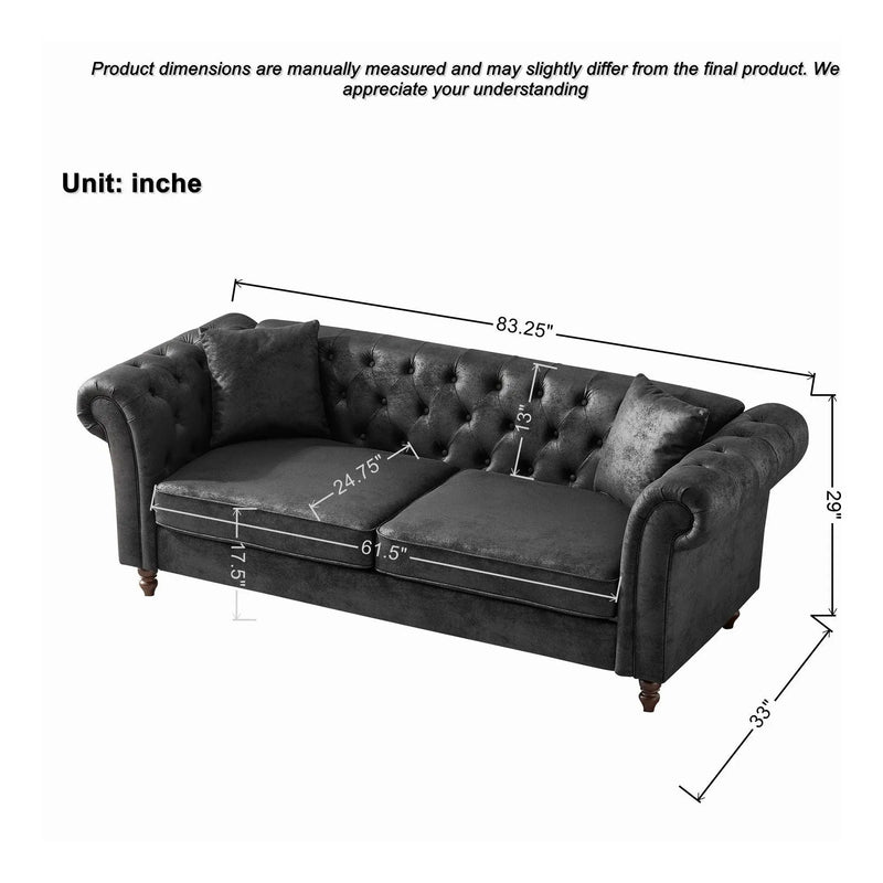 Chesterfield 3 And 2 Seater Sofa Set, High Tech Fabric Upholstered Couch For Living Room by HouseOfZazla
