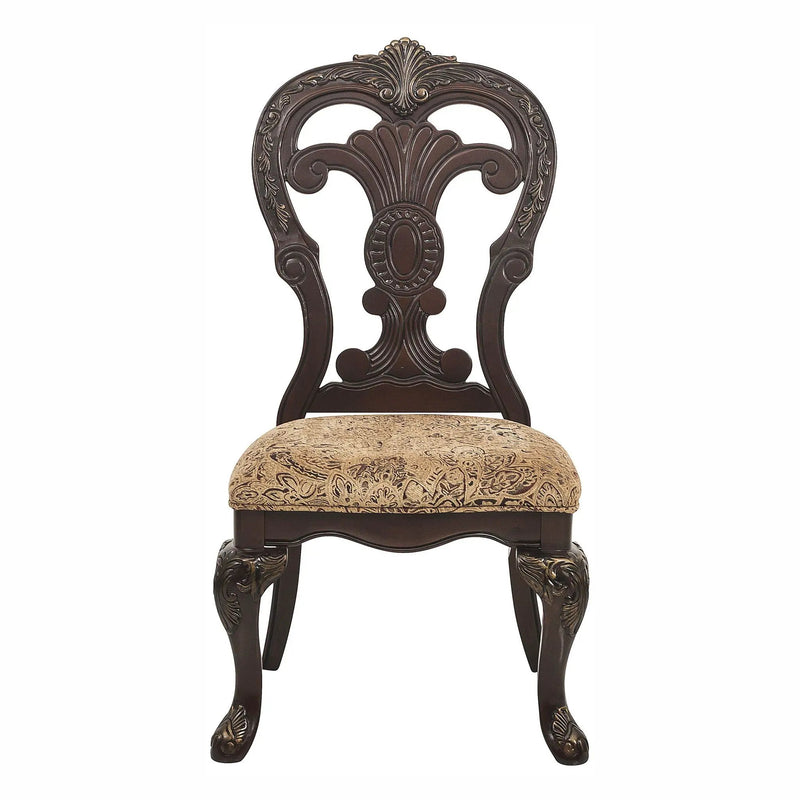 Elegant Style Beautiful Side Chairs 2 Piece Set Cherry With Tipping Fabric Upholstered Traditional Dining Furniture - Cherry by Unique Piece Furniture