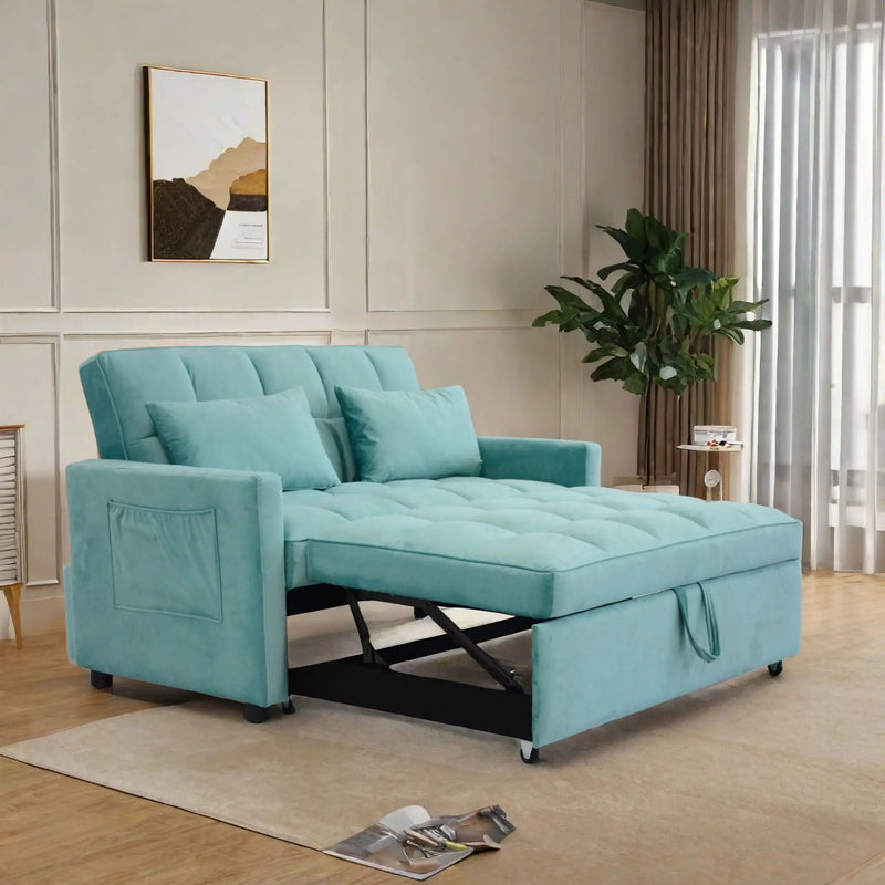 3 In 1 Convertible Sleeper Sofa Bed, Modern Fabric Loveseat Futon Sofa Couch With Pullout Bed, Small Love Seat Lounge Sofa With Reclining Backrest, Furniture For Living Room by Unique Piece Furniture