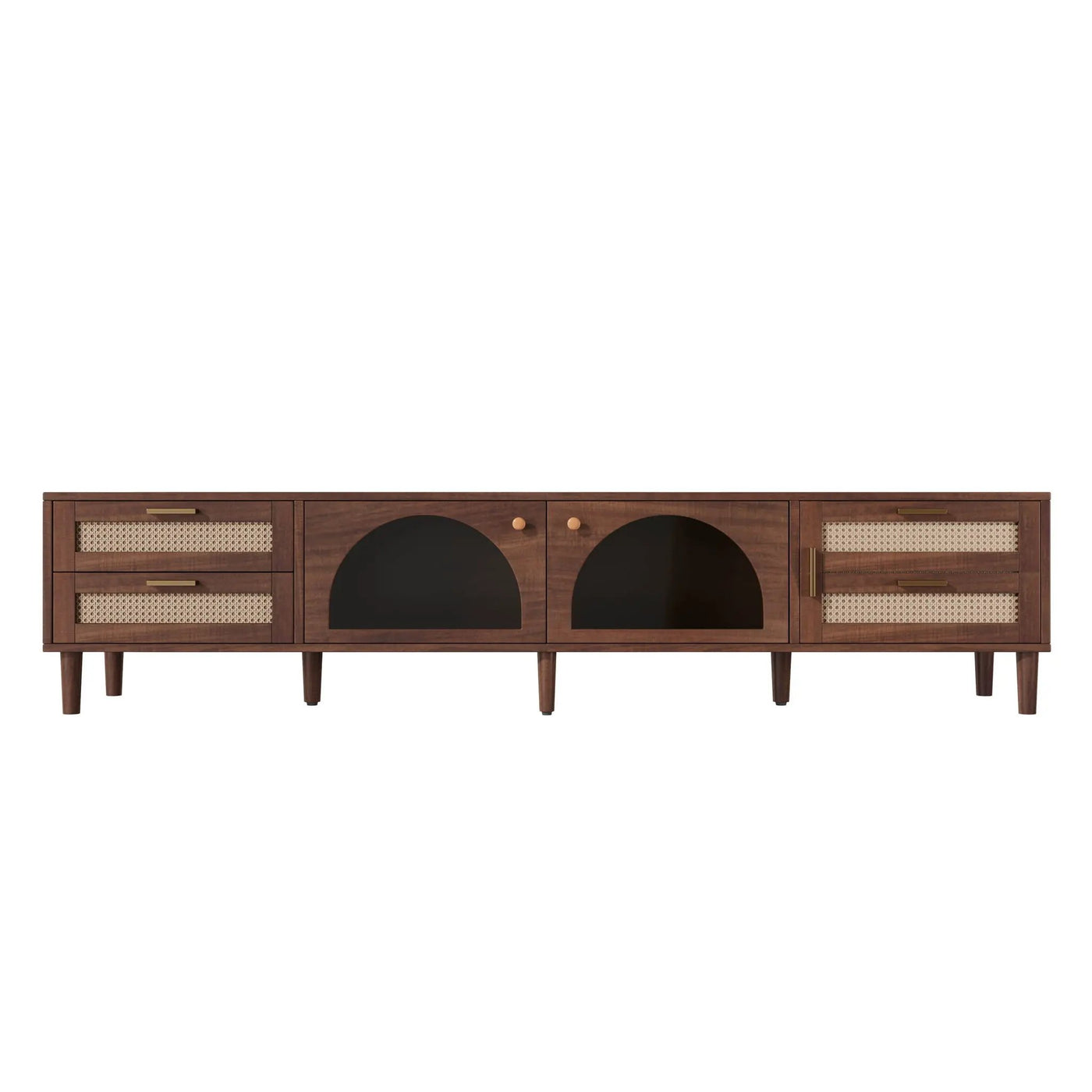 TV Stand With App-Controlled LED Lights, 2 Drawers & Door Storage by HouseOfZazla