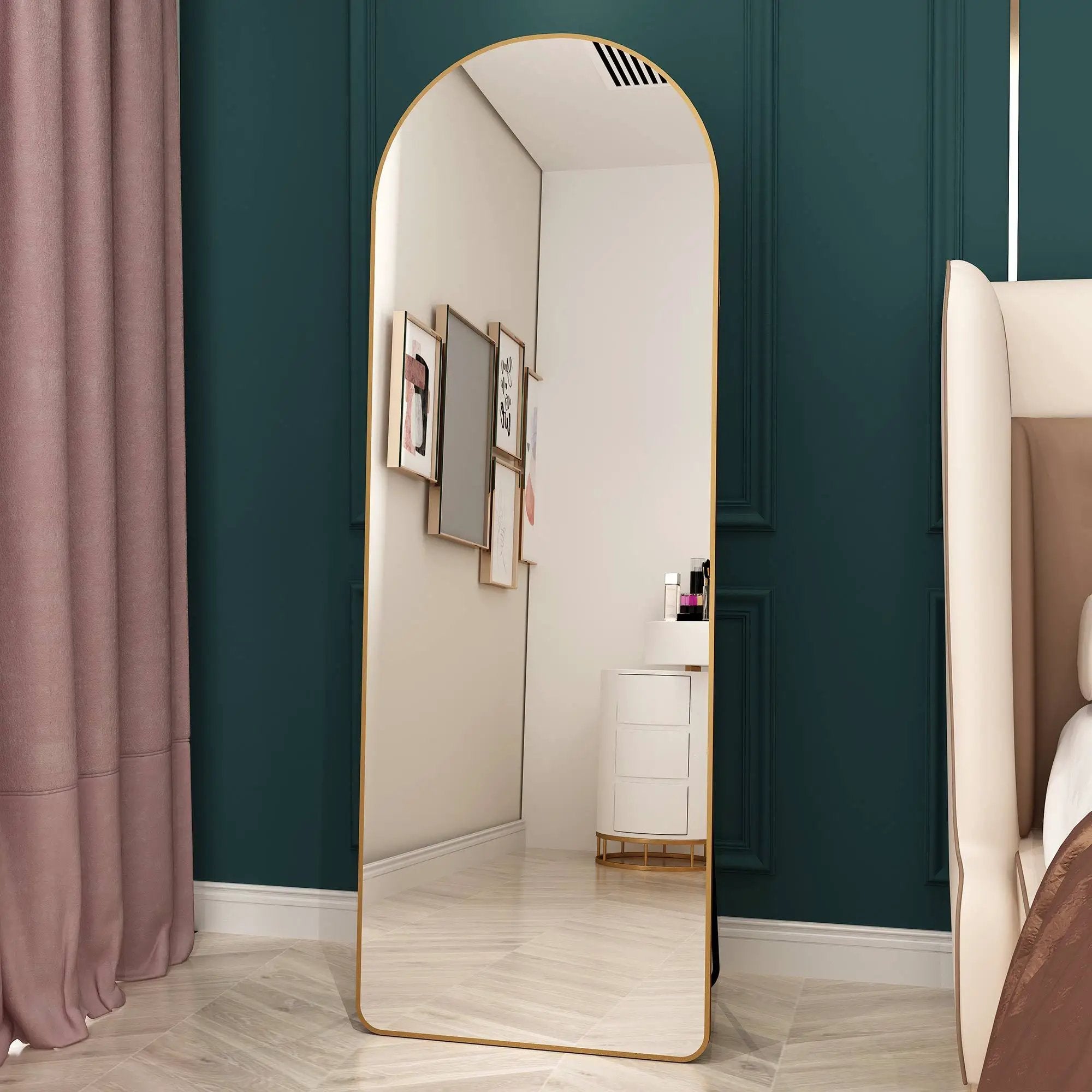 The 4th Generation Floor Mounted Full Length Mirror with Gold Frame by HouseOfZazla