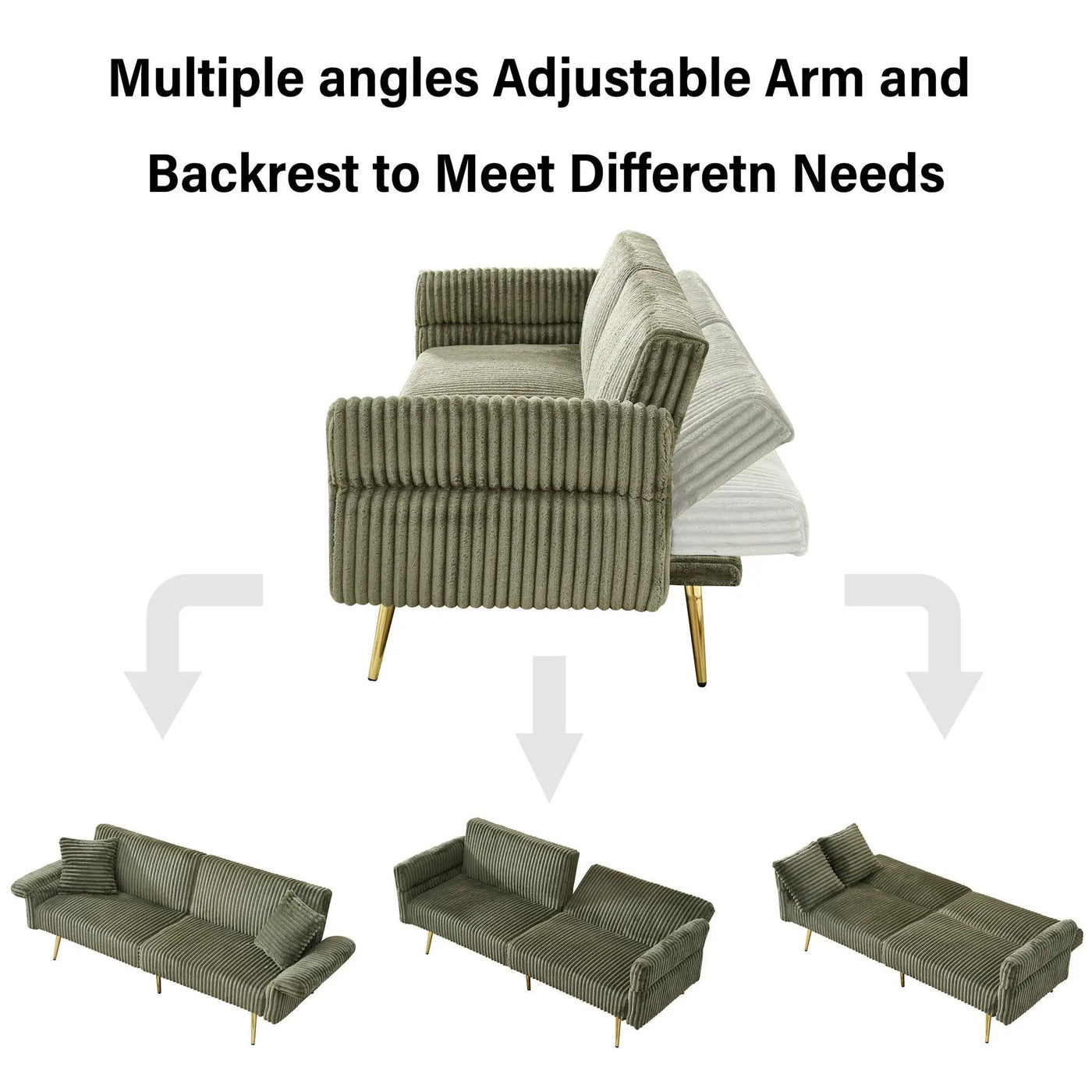 Luxury Foldable Double Sofa Bed With Folding Armrests by HouseOfZazla