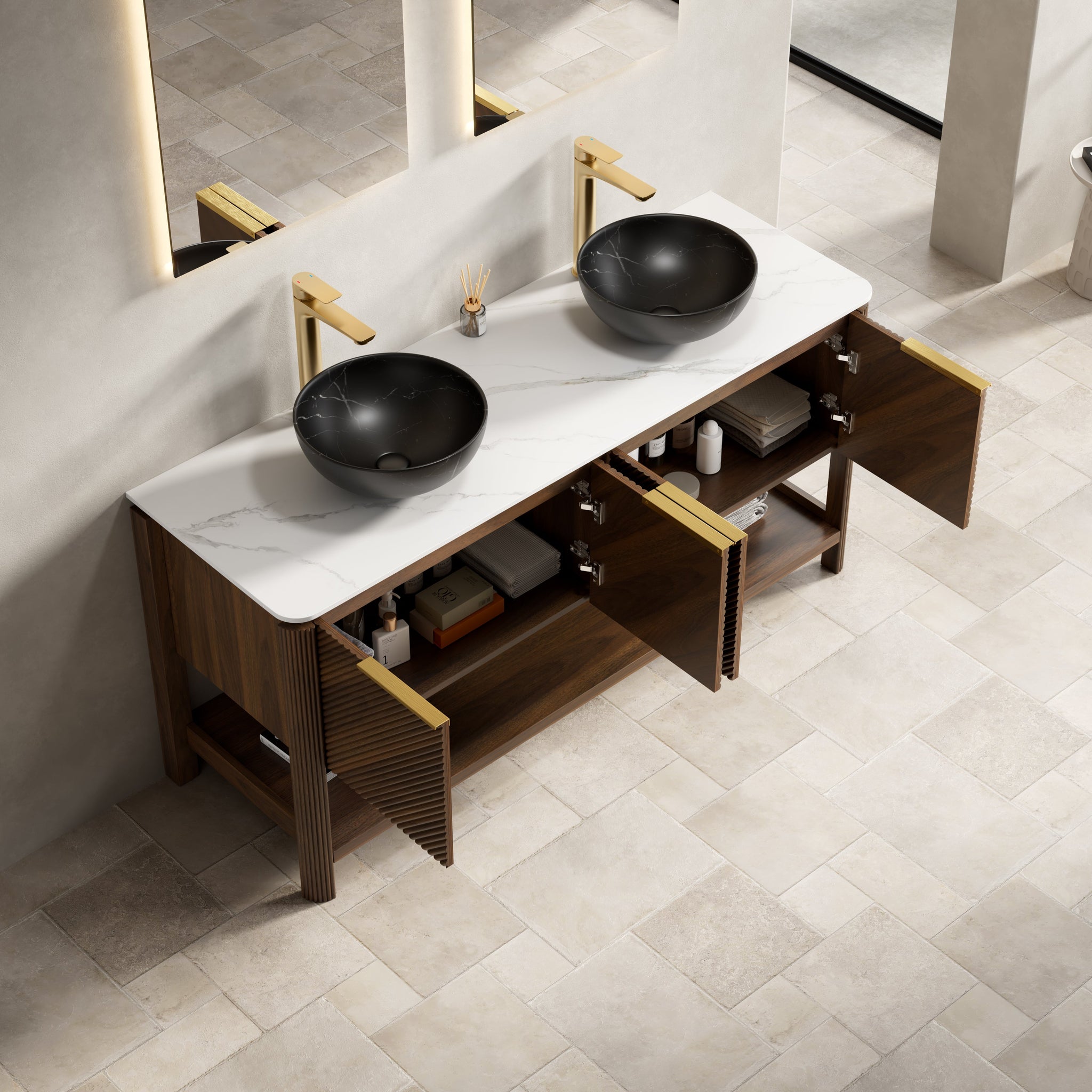 Indigo 60" Bathroom Vanity with Sinter Stone Countertop by HouseOfZazla