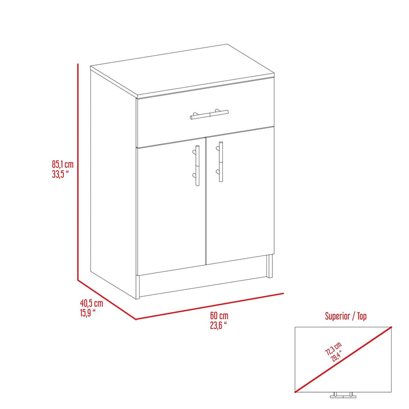 Pantry Organizer Cabinet One Drawer, Two Interior Shelves, Two Doors - White / Light Oak by Unique Piece Furniture