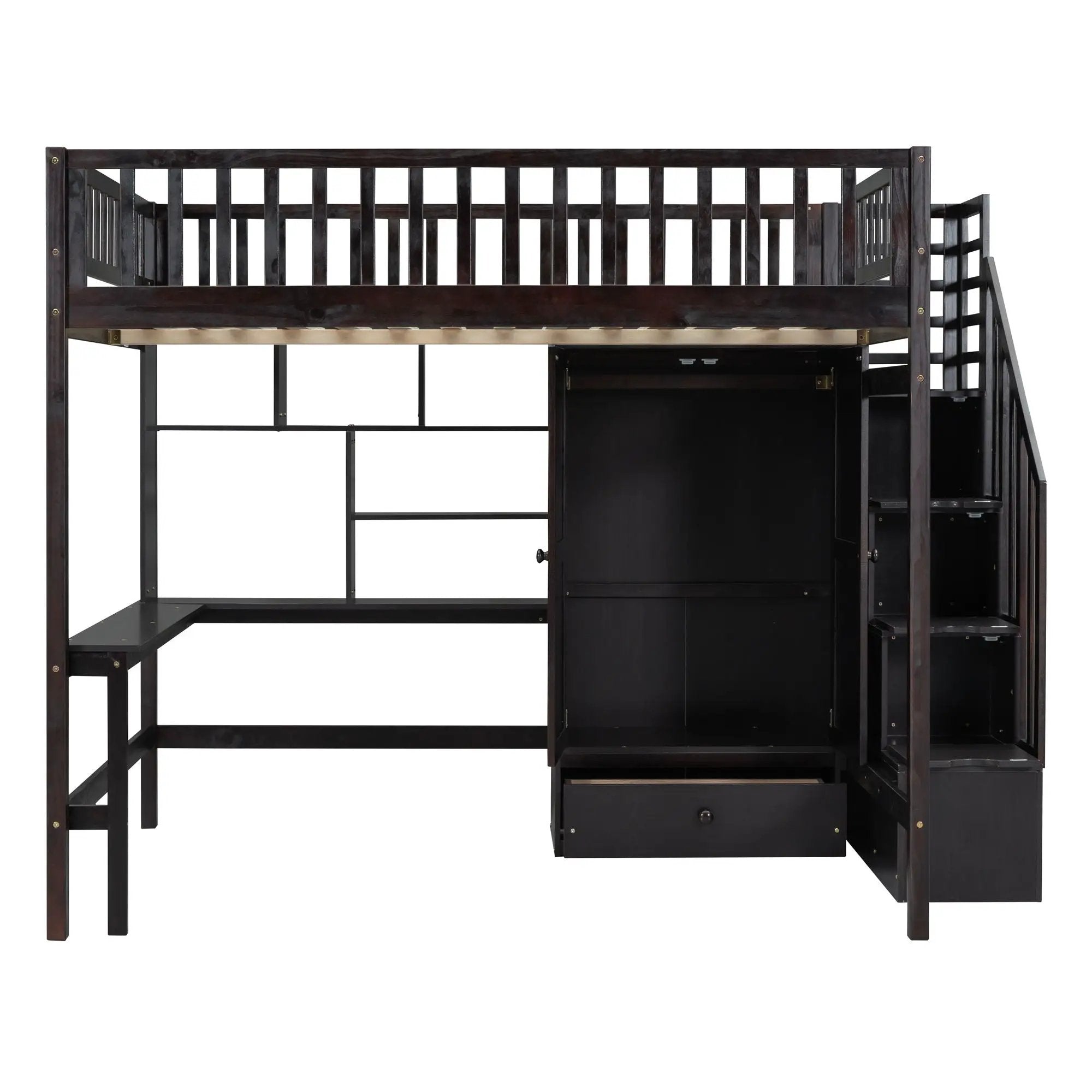 Loft Bed With Bookshelf, Drawers, Desk, And Wardrobe by HouseOfZazla