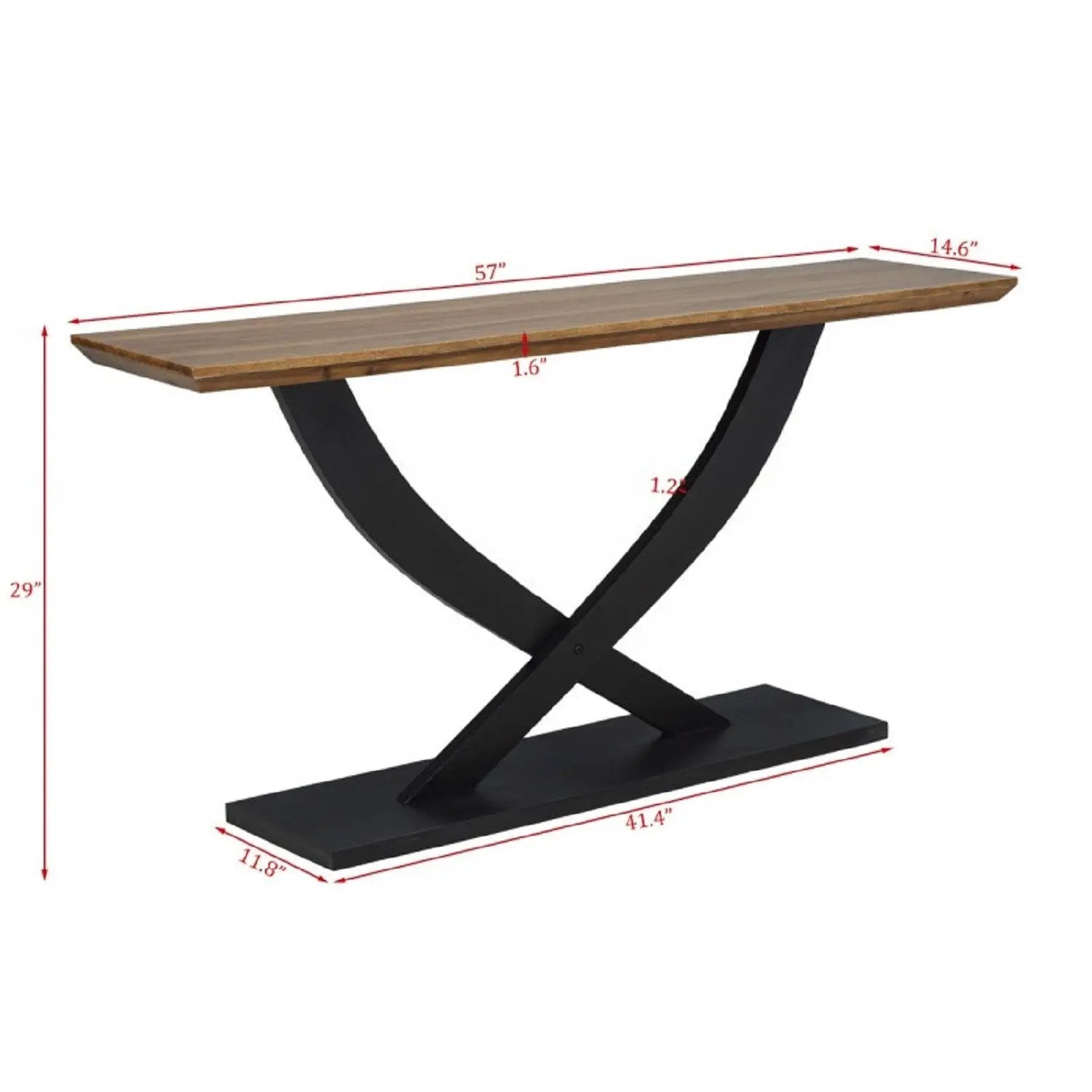 Entryway Console Table With Cross Legs Design - Natural / Espresso by Unique Piece Furniture