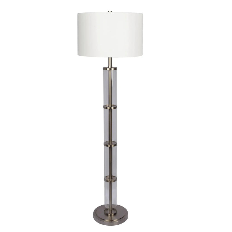 Nimbus - Floor Lamp With 3 Way Rotary Switch Clear Body Base - Silver Gray / White by HouseOfZazla