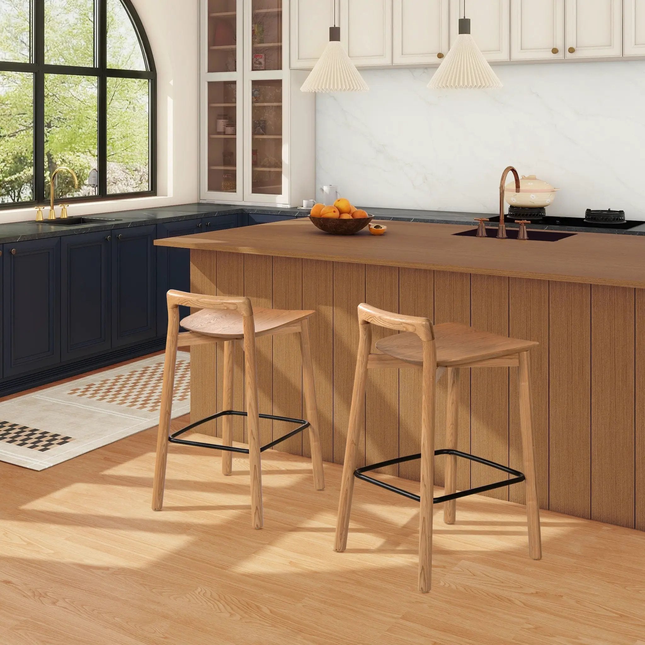 Sven - Modern Minimalist Low Back Counter Stool - Natural Blonde Ash by Unique Piece Furniture