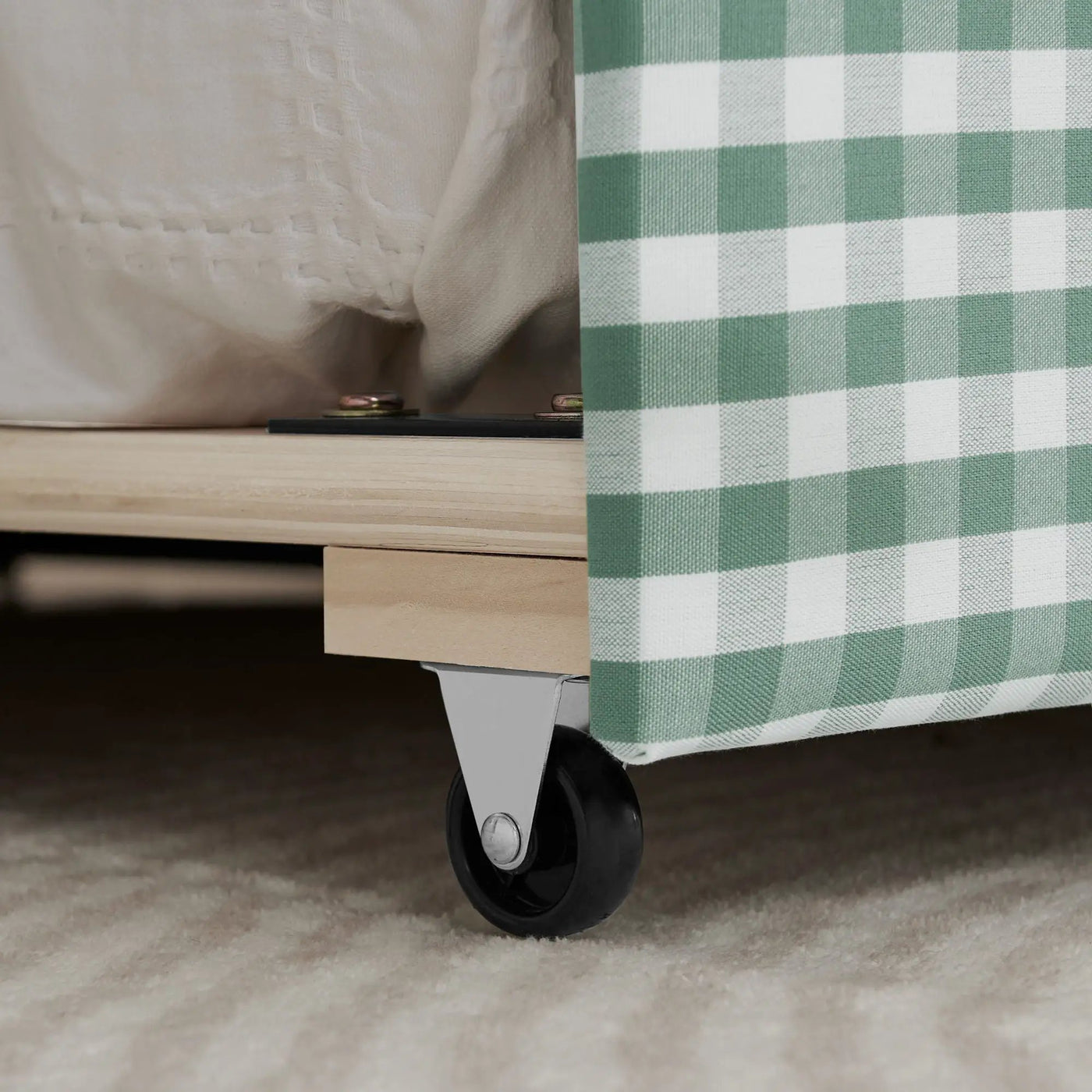 Gingham Daybed With USB Charging Port, Wave Shaped Design by HouseOfZazla