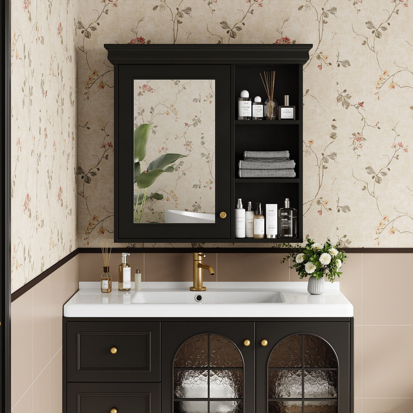 Wall Mounted Bathroom Medicine Cabinet With Mirror And Adjustable Storage With Soft Close Hinges by Unique Piece Furniture