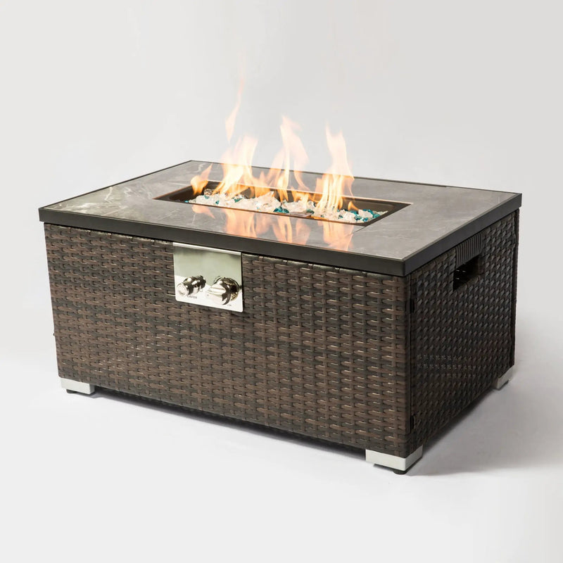Outdoor Propane Fire Pit Table - Brown by HouseOfZazla