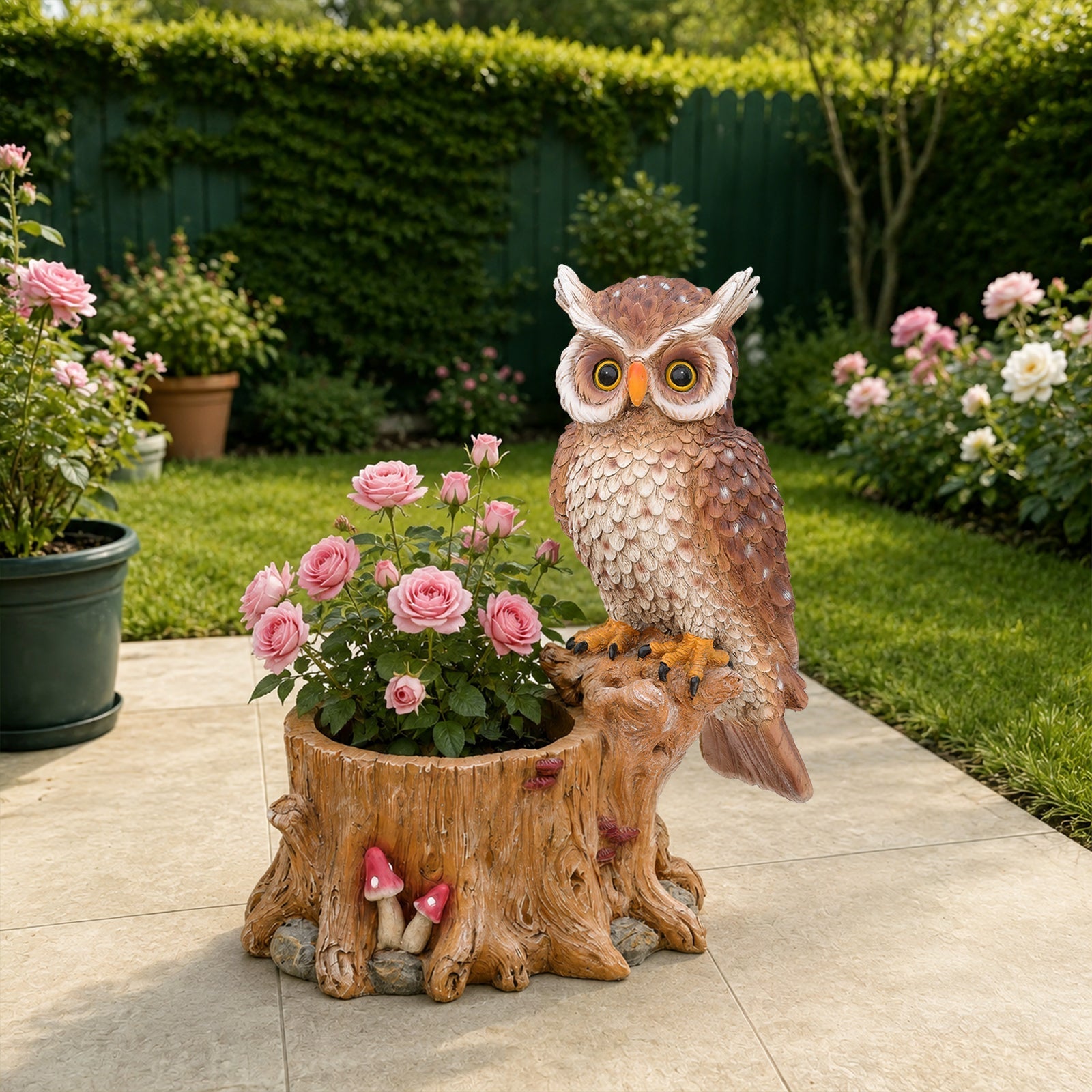 Decorative Owl Garden Planter Pot on Branch by HouseOfZazla