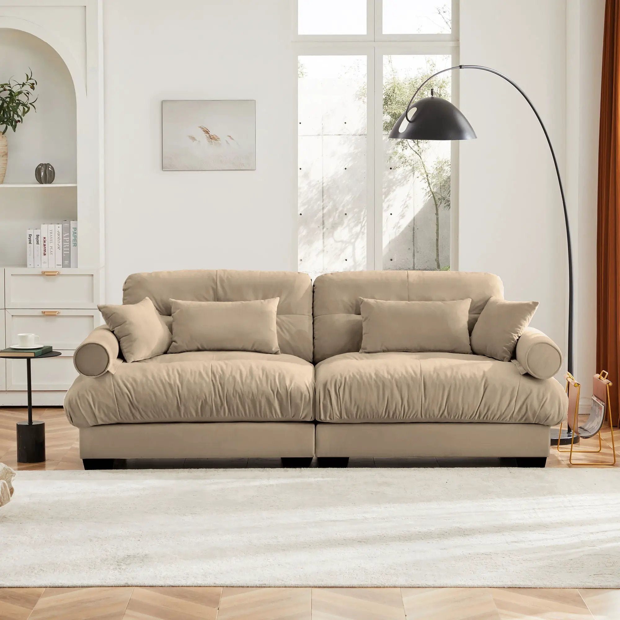 Modern Oversize Sofa With Cloud Like Comfort, Featuring Waist And Throw Pillows by Unique Piece Furniture