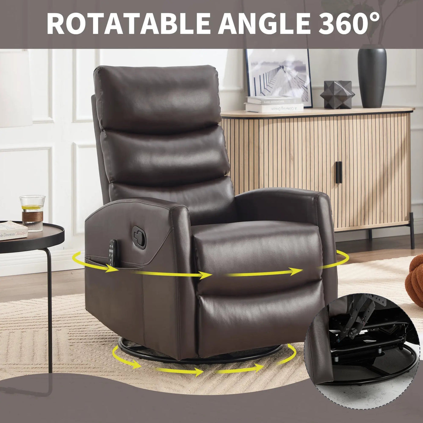 Heat Massage Manual Recliner Chair with Rocker and Swivel by HouseOfZazla