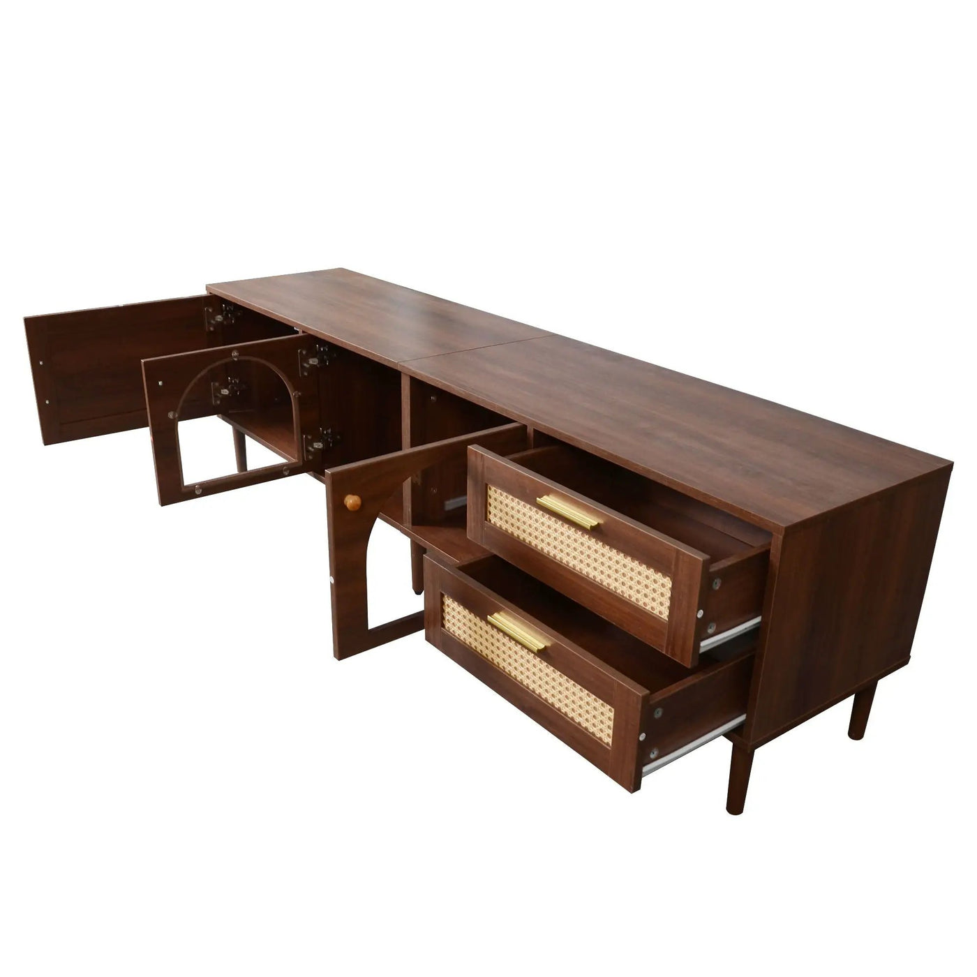 TV Stand With App-Controlled LED Lights, 2 Drawers & Door Storage by HouseOfZazla
