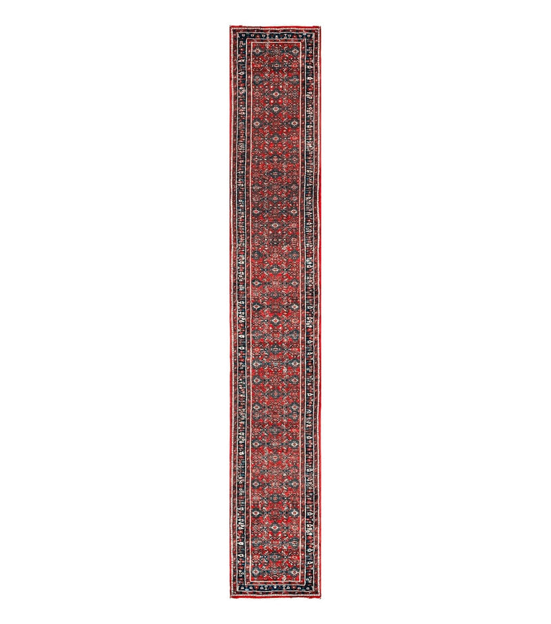 Long Persian Runner Rug 2.9 x 17, Red Handmade Wool Rug for Hallway, Antique Persian Carpet, 17ft Runner, Persian Hamadan Dargazine Rug by Jewel Rugs