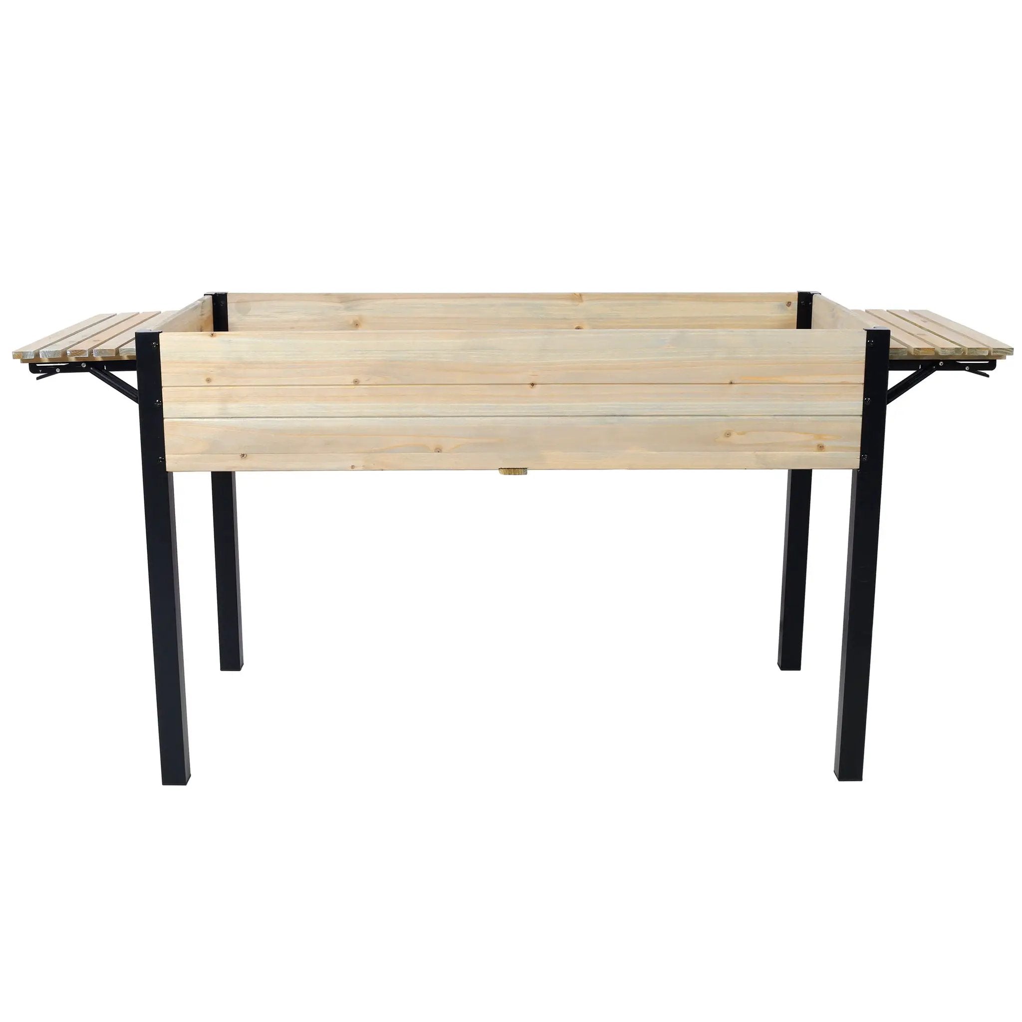 Raised Garden Bed With Metal Legs And Folding Storage Shelf by Unique Piece Furniture